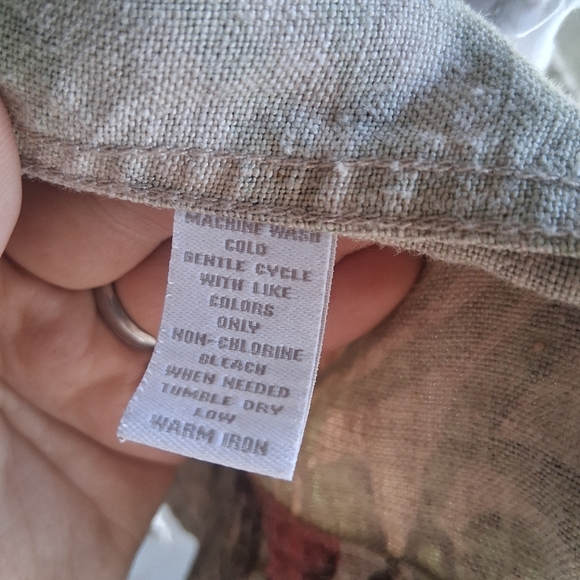 100% Linen Floral Button Up Jacket Wood Buttons Petite Medium Charter Club - Picture 6 of 7